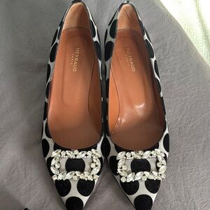 Elegant Black and White Polka Dot Heels